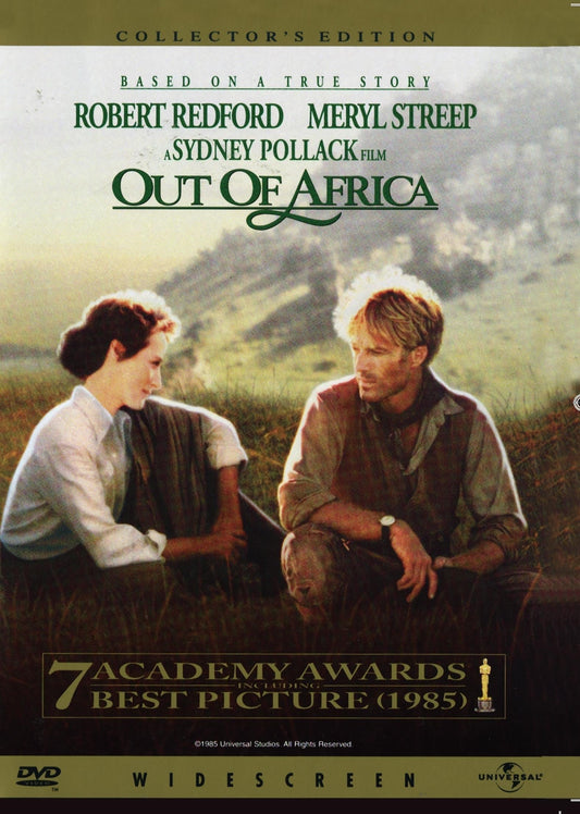 Out of Africa DVD featuring Meryl Streep and Robert Redford, romance film, collectible DVD from Rare and Collectible DVDs