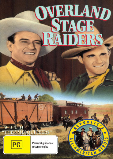 Overland Stage Raiders DVD featuring John Wayne and Louise Brooks, a classic Western drama with vintage movie appeal.