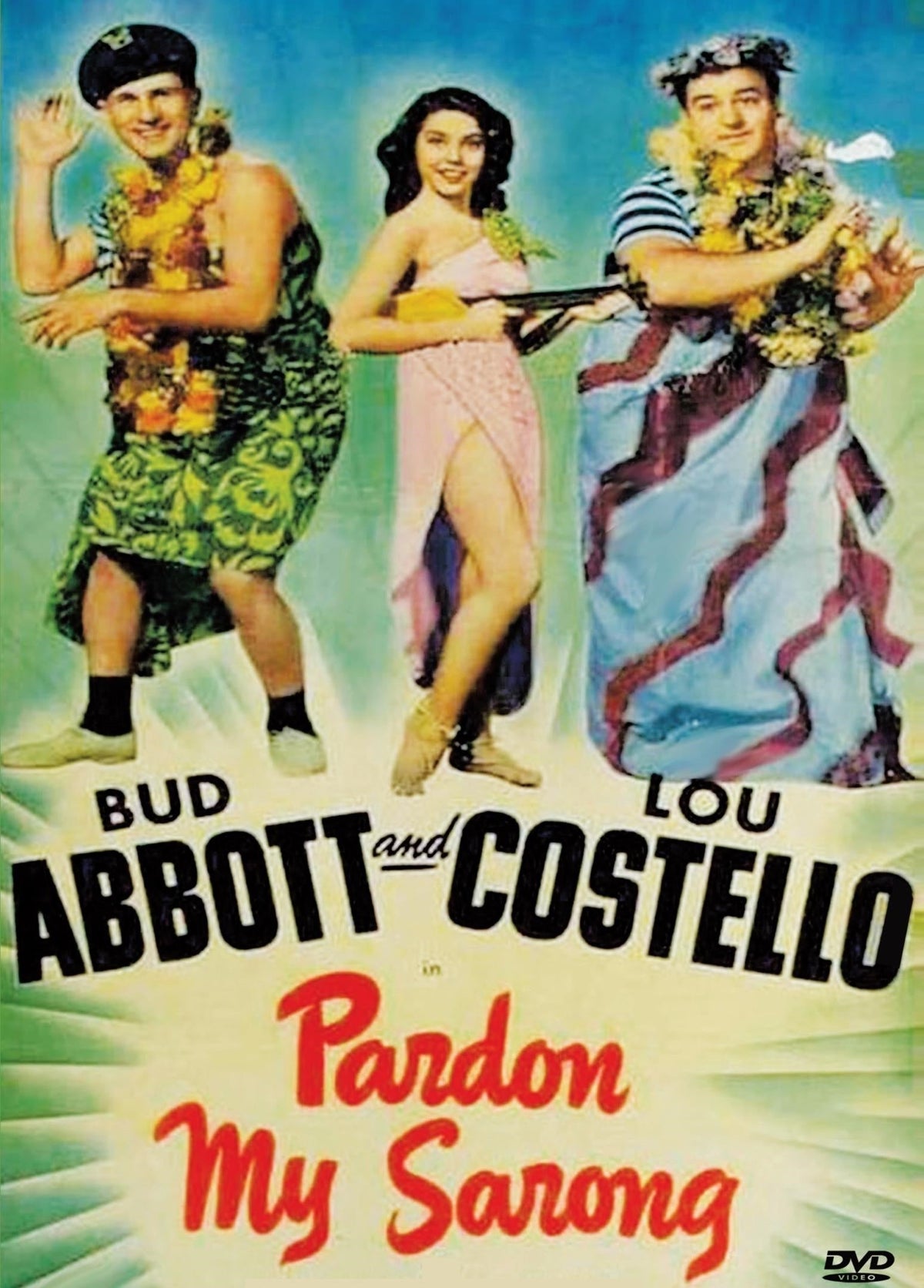 DVD cover of "Pardon My Sarong" featuring Bud Abbott and Lou Costello, a classic comedy film in the Farce genre.