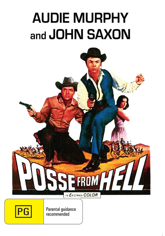 DVD cover of Posse From Hell, a classical Western featuring Audie Murphy and John Saxon, from Rare and Collectible DVDs.