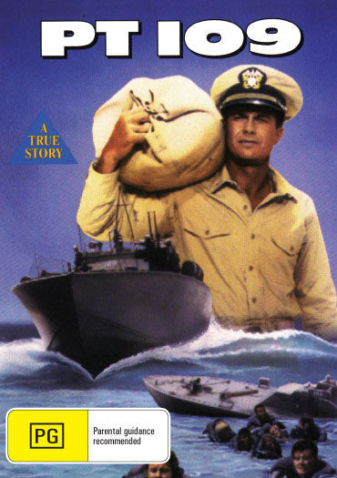 DVD cover of "PT 109" biography featuring Cliff Robertson and Robert Culp, showcasing the film's title and key actors.