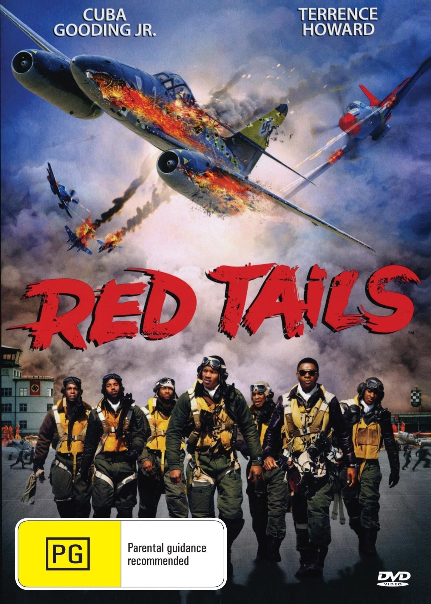 Red Tails DVD featuring Cuba Gooding Jr. and Gerald McRaney, action film with red-tails aircraft, collectible e-commerce product image