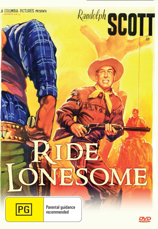 Western DVD of Ride Lonesome starring Randolph Scott and Karen Steele, featuring classic Western film visuals.