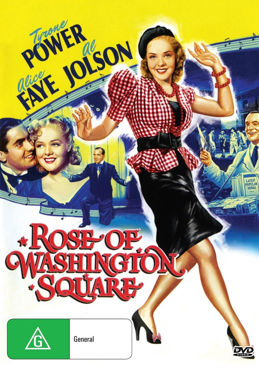 DVD cover of "Rose of Washington Square" musical featuring Tyrone Power and Alice Faye, from RareAndCollectibleDVDs.