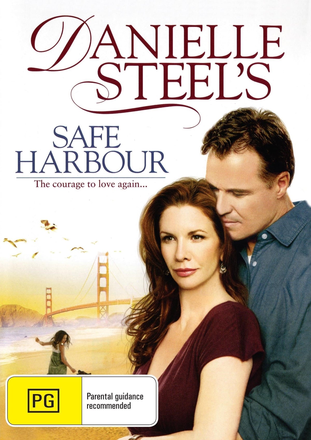 DVD cover of Safe Harbour drama featuring Melissa Gilbert and Brad Johnson, with artwork depicting the film's cast and title.