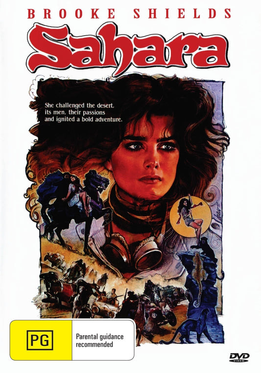 DVD cover for Sahara adventure film starring Brooke Shields and Lambert Wilson, released by rareandcollectibledvds.