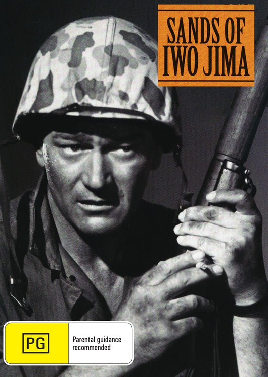 DVD cover of Sands of Iwo Jima featuring John Wayne and John Agar, a classic war film from the Rareandcollectibledvds collection.