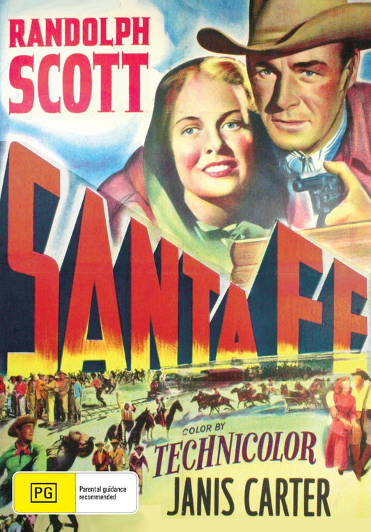 Western DVD featuring Randolph Scott in "Santa Fe," with Janis Carter, from RareAndCollectibleDVDs, showing the DVD case.