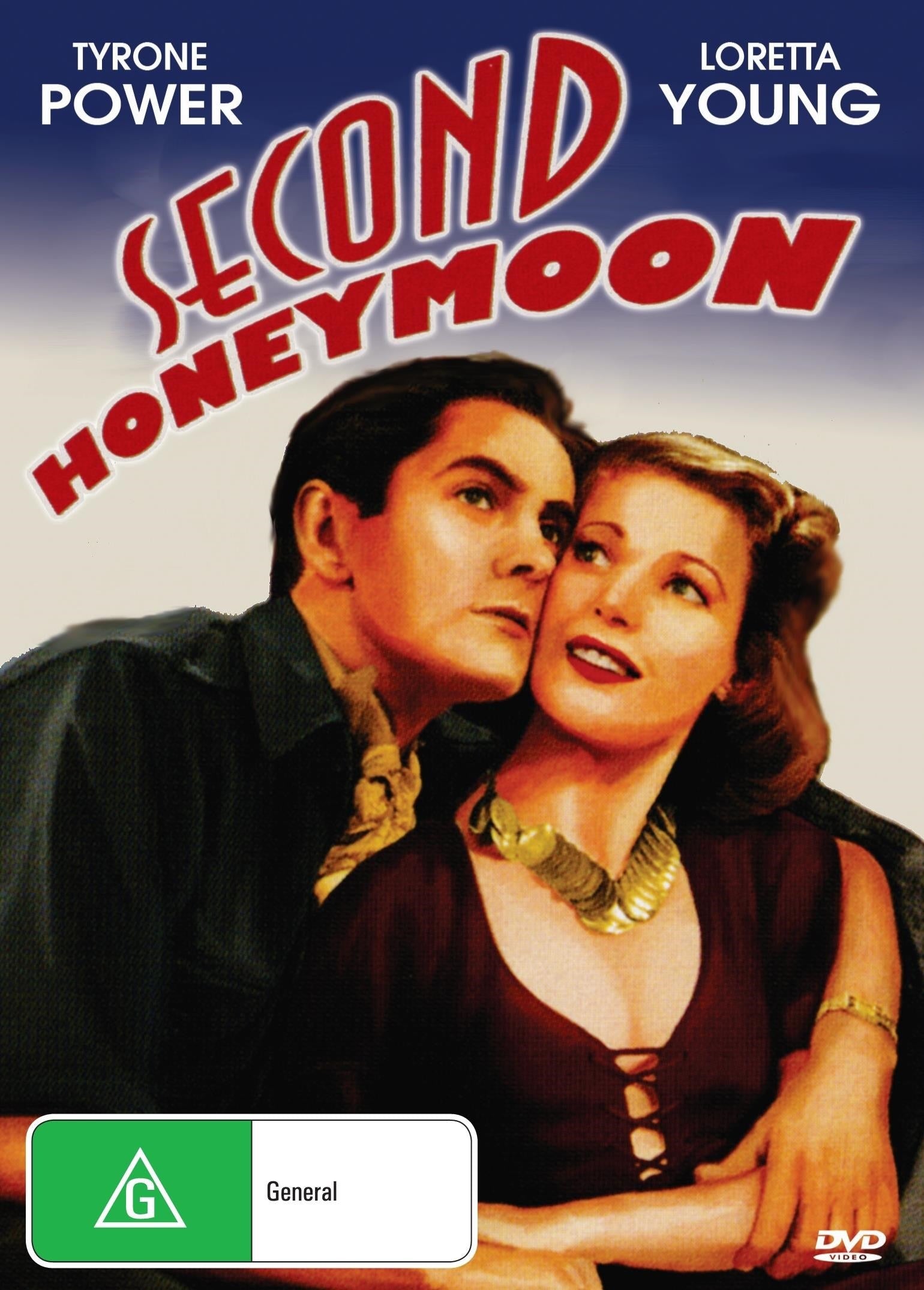 DVD cover of the comedy film "Second Honeymoon" starring Tyrone Power and Loretta Young, from rareandcollectibledvds.