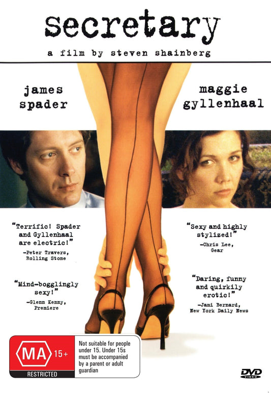 Secretary DVD featuring James Spader and Maggie Gyllenhaal, a dark comedy film available from Rare and Collectible DVDs.