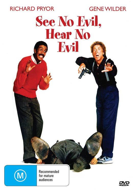 See No Evil Hear No Evil DVD featuring Richard Pryor and Gene Wilder, comedy film with colorful movie cover art.