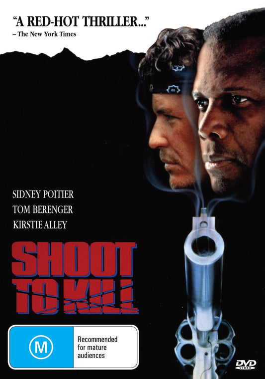 DVD cover for the thriller "Shoot To Kill" featuring Sidney Poitier and Tom Berenger, from rareandcollectibledvds.