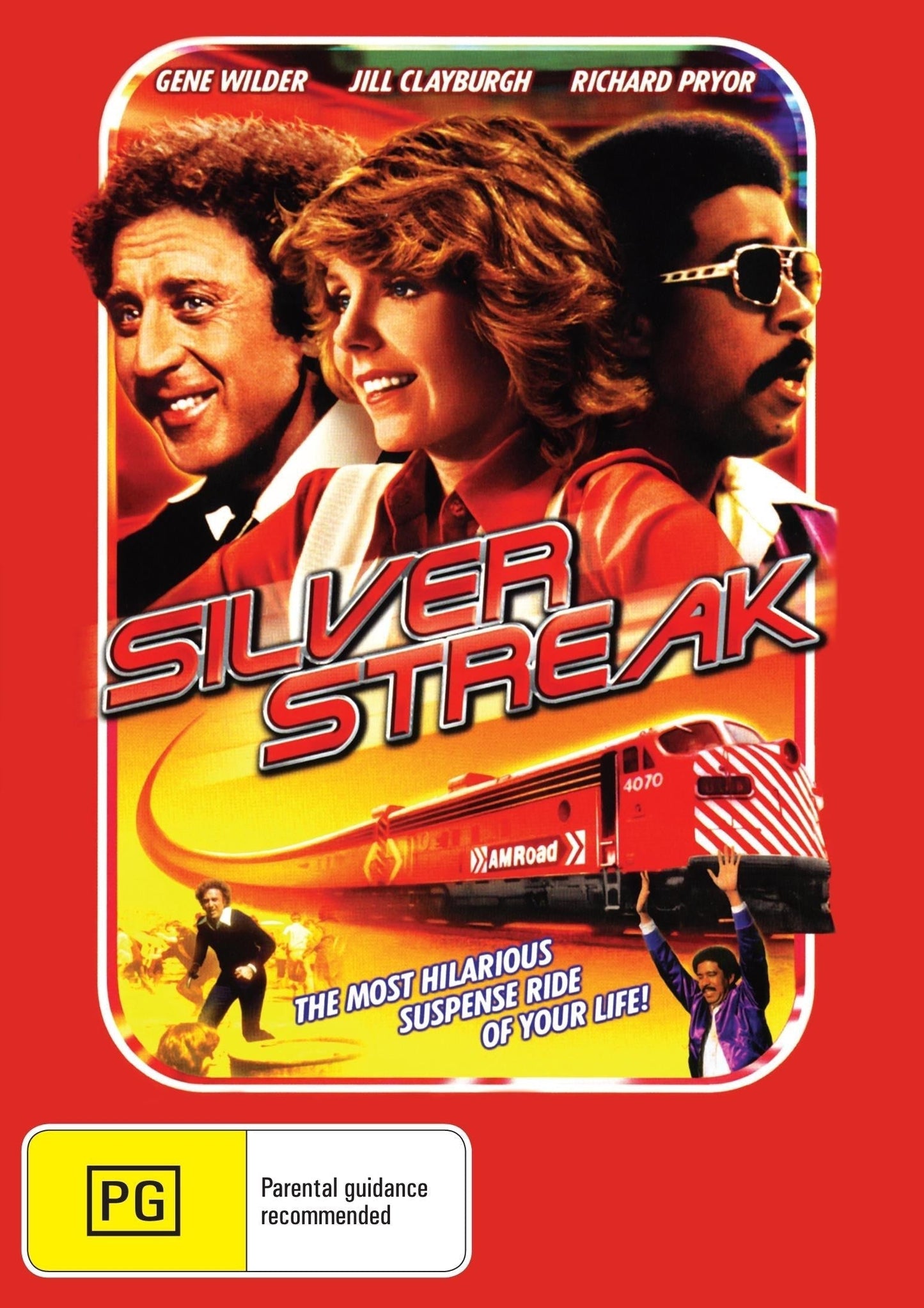 Silver Streak DVD featuring Gene Wilder and Richard Pryor, crime comedy film with a silver-colored cover and action scenes.