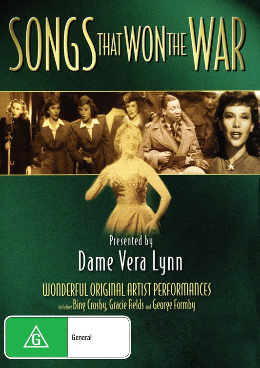 DVD cover for Songs That Won the War featuring war songs by Vera Lynn and Laverne Andrews from RareAndCollectibleDVDs.