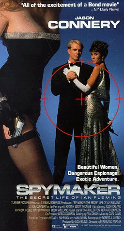 DVD cover of Spymaker: The Secret Life of Ian Fleming featuring Jason Connery and Kristin Scott Thomas, from rareandcollectibledvds.