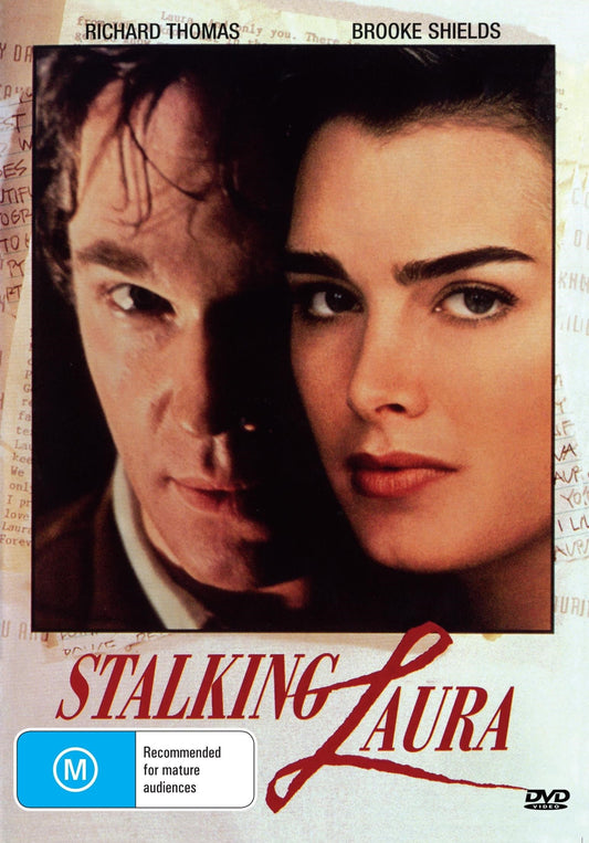 DVD cover of "Stalking Laura" featuring Richard Thomas and Brooke Shields, a crime thriller from rareandcollectibledvds.