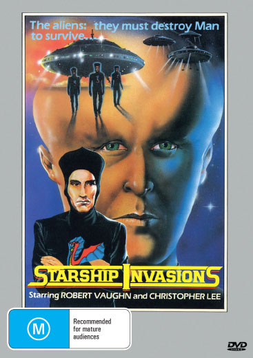 Starship Invasion DVD featuring sci-fi film with Robert Vaughn and Christopher Lee, collectible rareandcollectibledvds edition