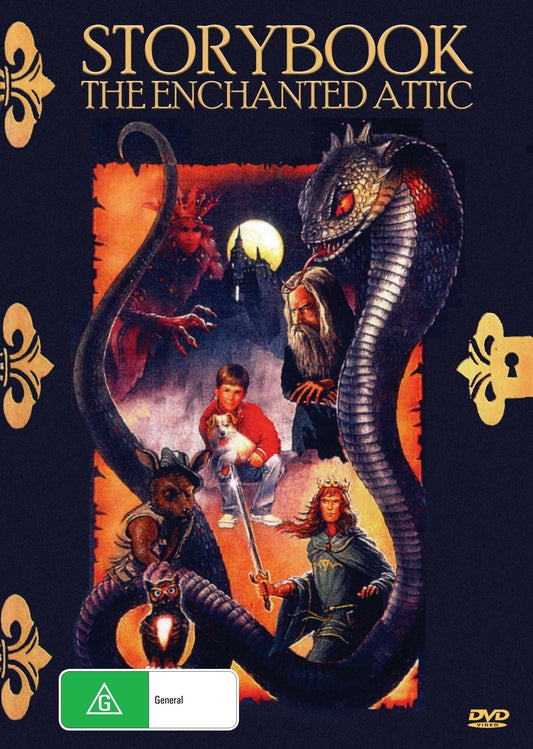 DVD cover for "Storybook: The Enchanted Attic" featuring family scenes with Sean Fitzgerald and Swoosie Kurtz.