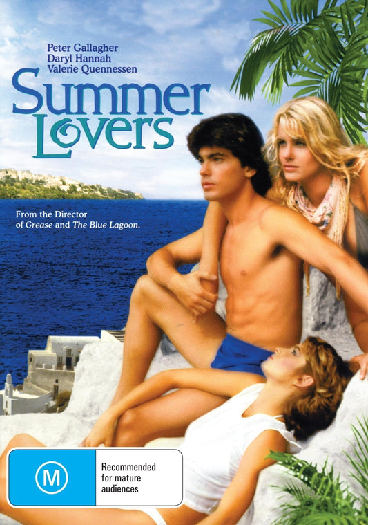 Summer Lovers DVD drama featuring Peter Gallagher and Daryl Hannah, with images of the movie cover and key actors.