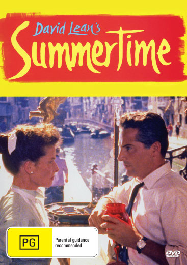 DVD cover of "Summertime" drama featuring Katharine Hepburn and Rossano Brazzi, from RareAndCollectibleDVDs.