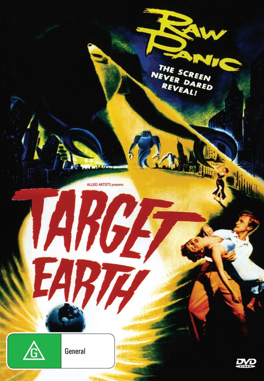 DVD cover of "Target Earth" horror movie featuring Richard Denning and Kathleen Crowley, from rareandcollectibledvds collection.
