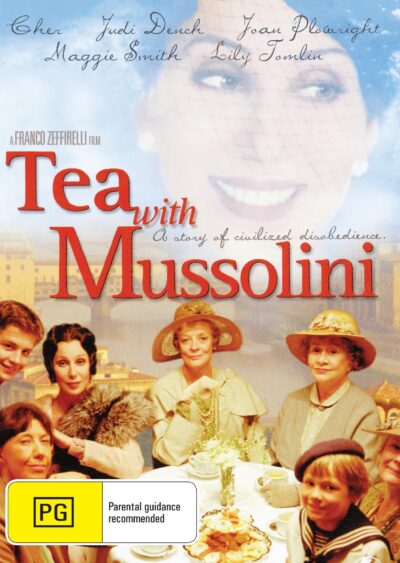 Variable DVD of "Tea With Mussolini" by Rare and Collectible DVDs, featuring cover art and disc images.