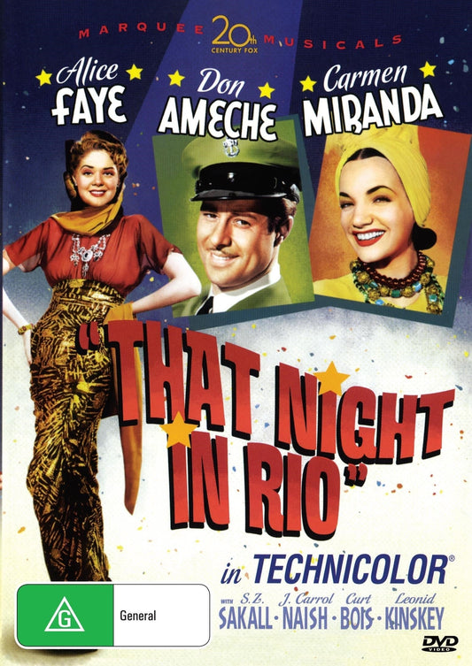 That Night In Rio DVD featuring Alice Faye and Don Ameche, comedy film in a collectible DVD case.
