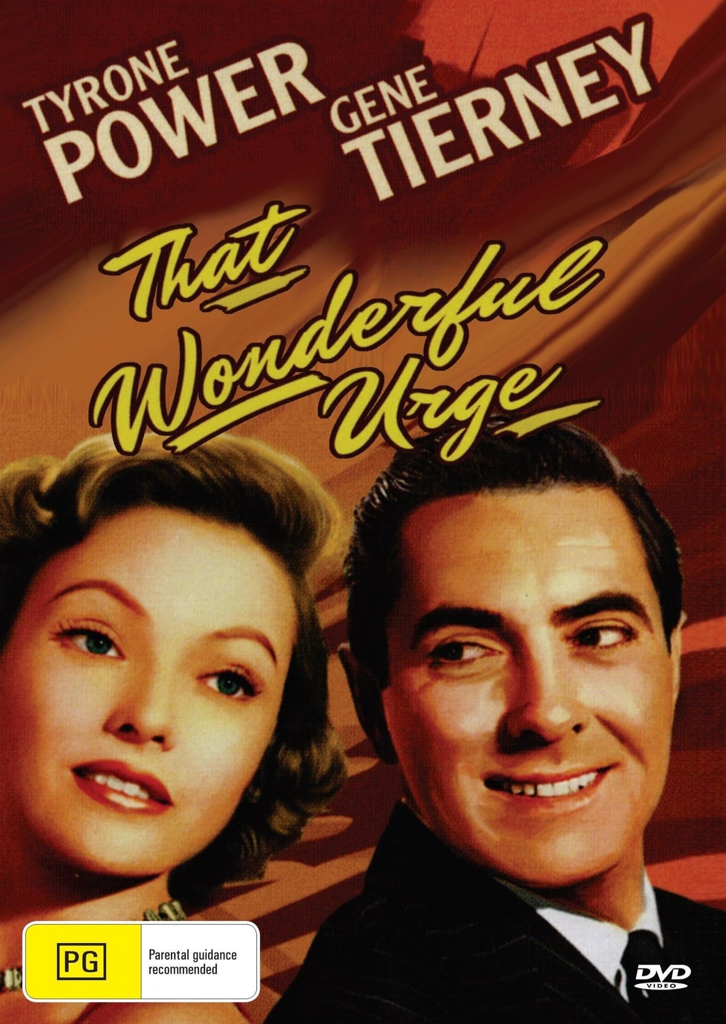 That Wonderful Urge DVD featuring Tyrone Power and Gene Tierney, comedy film, image of the movie cover with actors' faces.