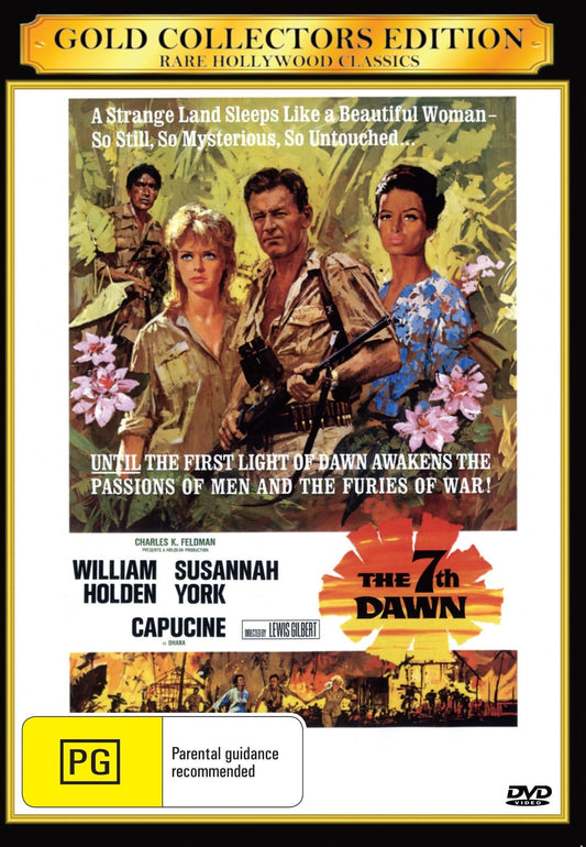 DVD cover of The 7th Dawn drama featuring William Holden and Susannah York, showcasing the film's artwork and cast.