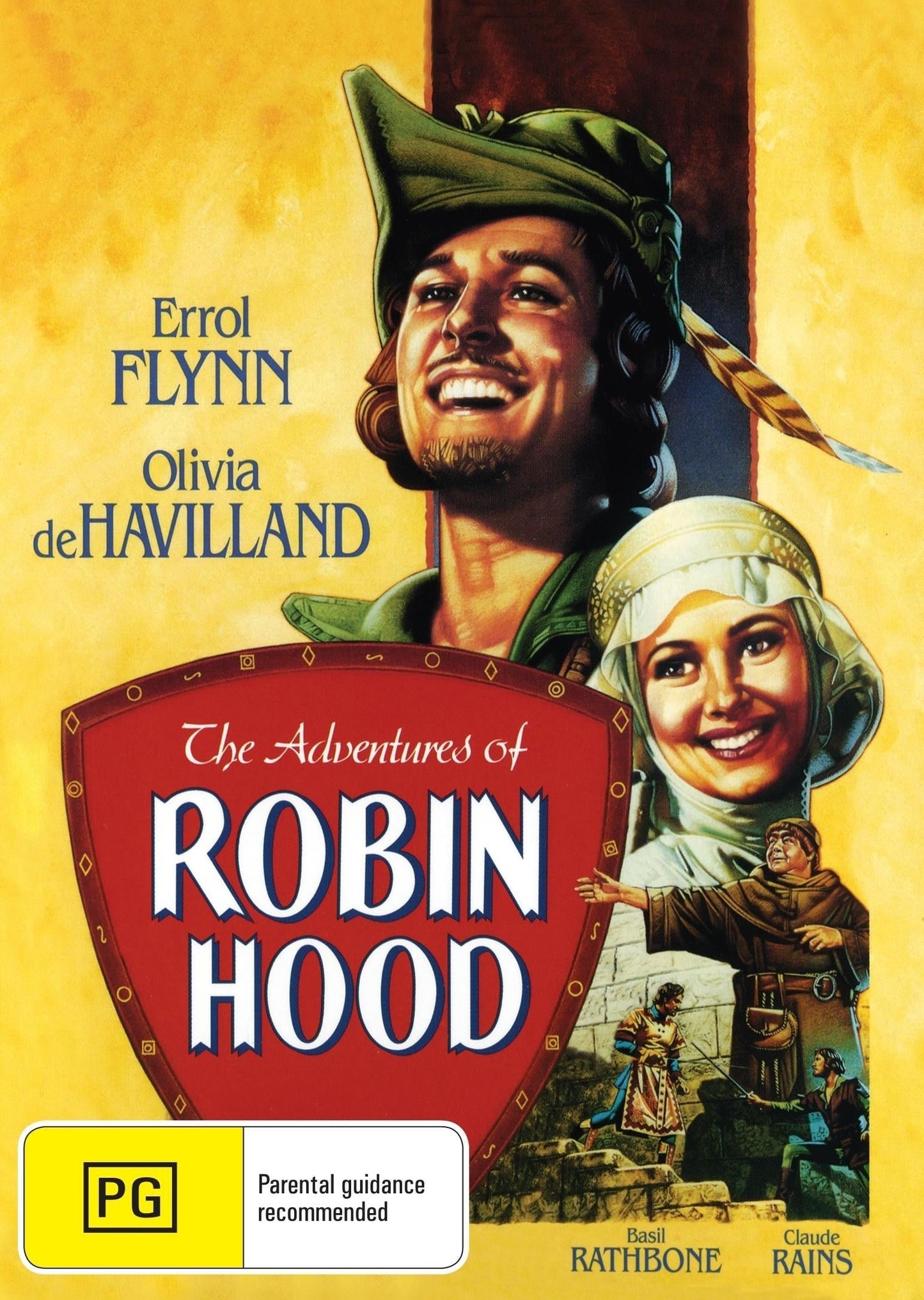 The Adventures of Robin Hood DVD featuring Errol Flynn and Olivia de Havilland, action film from the rareandcollectibledvds collection.