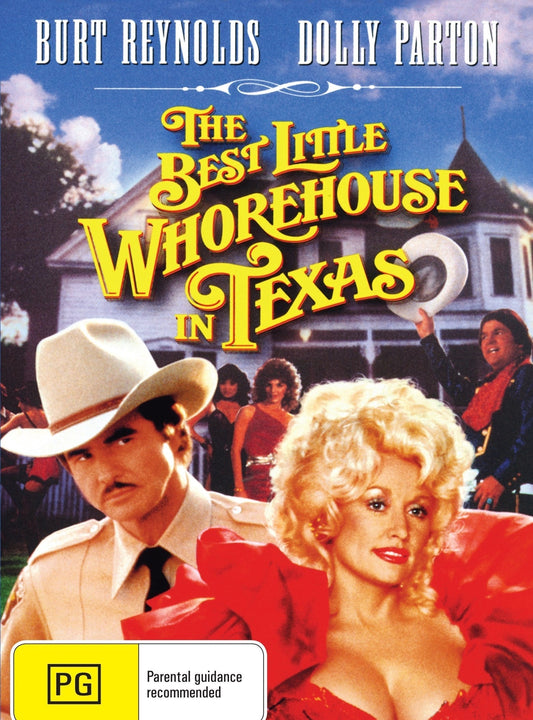 DVD cover of The Best Little Whorehouse in Texas musical featuring Burt Reynolds and Dolly Parton, from RareAndCollectibleDVDs.
