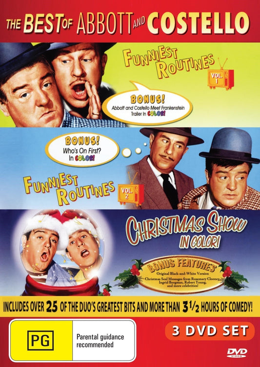 DVD cover of The Best Of Abbott And Costello comedy with Bud Abbott and Lou Costello, featuring classic duo in vintage style.