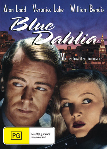The Blue Dahlia DVD featuring Alan Ladd and Veronica Lake, crime movie, with cover image showing actors and vintage film design.