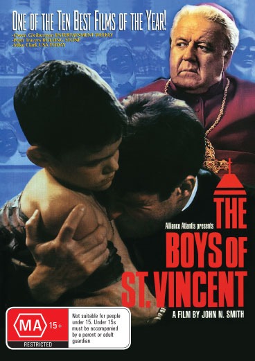 DVD cover of The Boys of St Vincent featuring Henry Czerny and Johnny Morina, with biography details on the collectible Rare and Collectible DVDs.