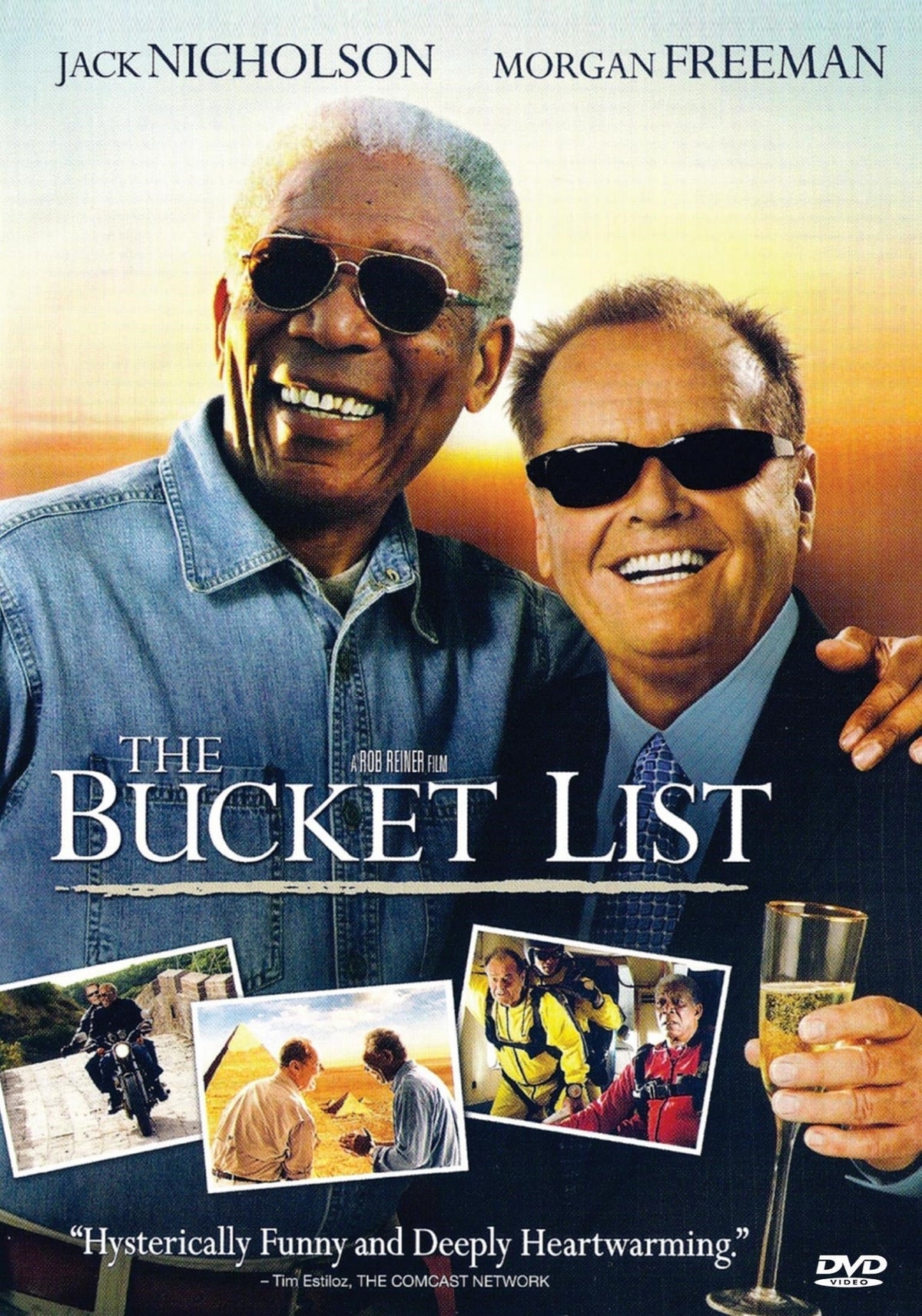 The Bucket List DVD featuring Jack Nicholson and Morgan Freeman, dark comedy film with actors posing on the cover.