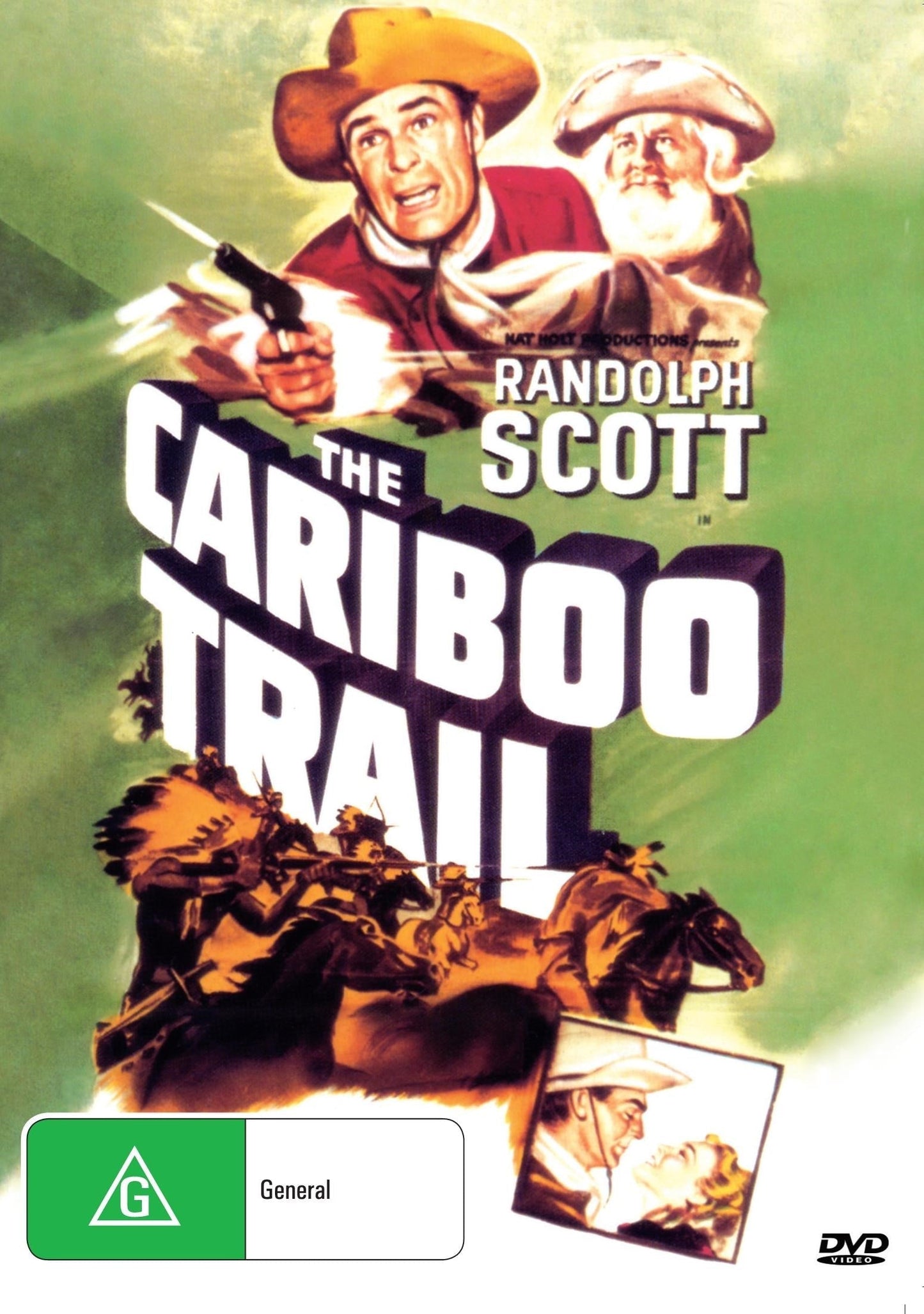 Western DVD featuring Randolph Scott in The Cariboo Trail with George 'Gabby' Hayes, showing the DVD case and cover art.
