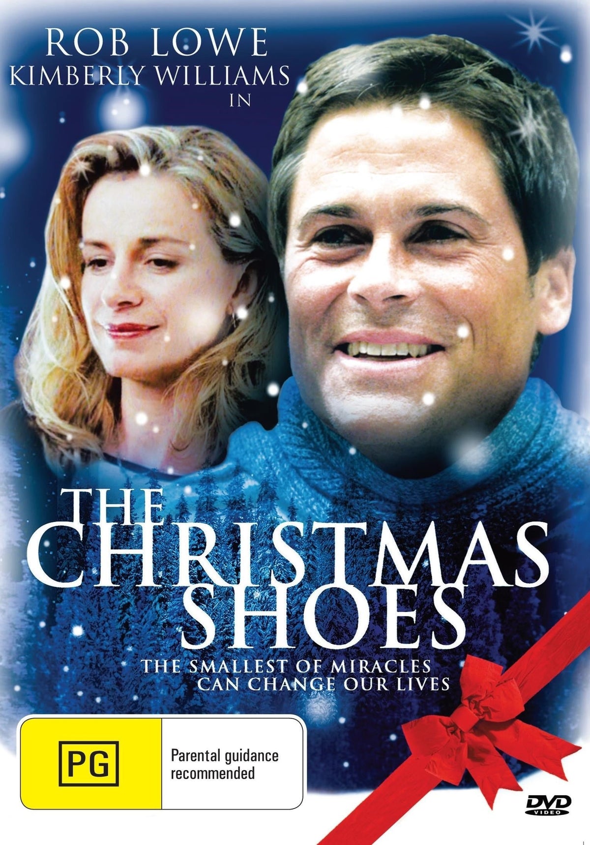 DVD cover of The Christmas Shoes drama featuring Rob Lowe and Kimberly Williams-Paisley, displaying holiday-themed artwork.