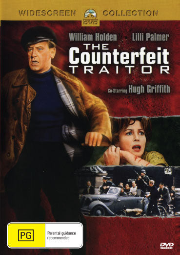DVD of The Counterfeit Traitor thriller featuring William Holden and Lilli Palmer, from rareandcollectibledvds collection.