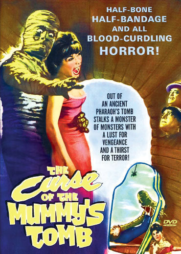 DVD cover of The Curse of the Mummy's Tomb horror movie featuring Terence Morgan and Ronald Howard, with vintage horror artwork.