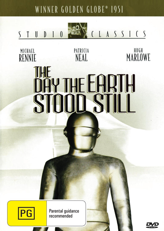 DVD cover of The Day The Earth Stood Still drama featuring Michael Rennie and Patricia Neal, from RareAndCollectibleDVDs.