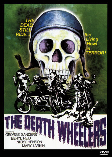 DVD cover of The Death Wheelers horror movie featuring George Sanders and Beryl Reid, from rareandcollectibledvds.