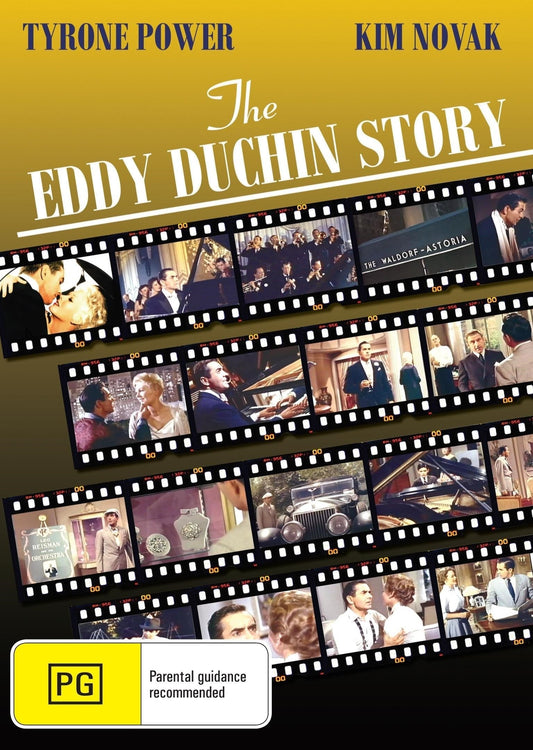 DVD cover of The Eddy Duchin Story featuring Tyrone Power and Kim Novak, showcasing vintage musical film from rareandcollectibledvds.