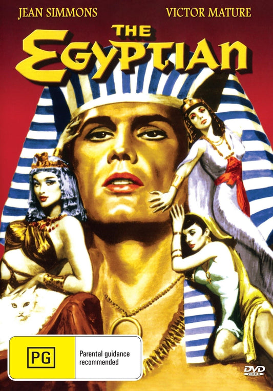 DVD cover of "The Egyptian" drama featuring Jean Simmons and Victor Mature, available from Rare and Collectible DVDs.