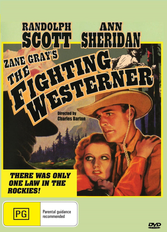 The Fighting Westerner DVD featuring Randolph Scott and Charles 'Chic' Sale, mystery western film in collectible DVD format.