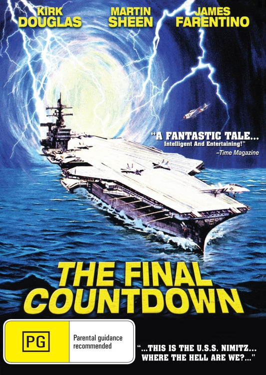 DVD cover of The Final Countdown action film starring Kirk Douglas and Martin Sheen, from rareandcollectibledvds.