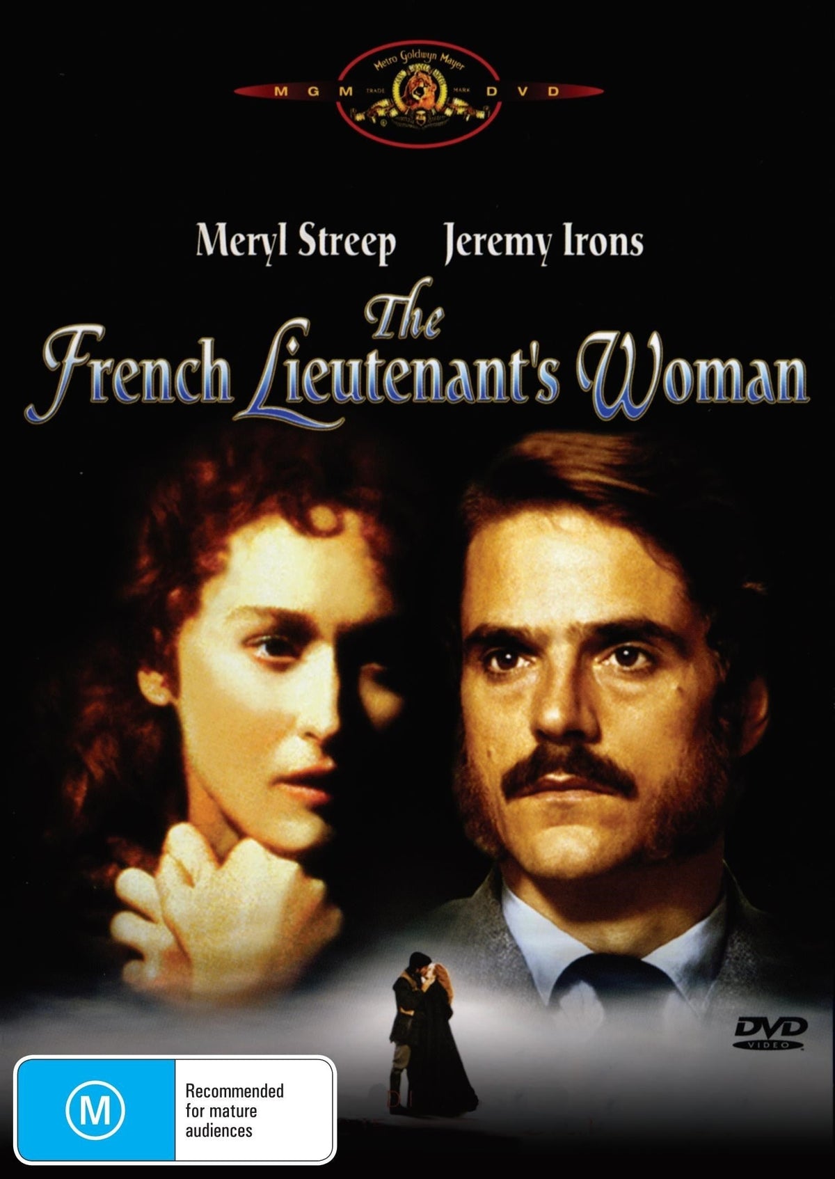 DVD cover of The French Lieutenant's Woman featuring Meryl Streep and Jeremy Irons, showcasing a romantic drama film.