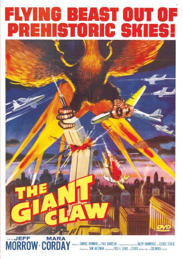DVD cover image of The Giant Claw horror movie featuring Jeff Morrow and Mara Corday, from RareAndCollectibleDVDs.