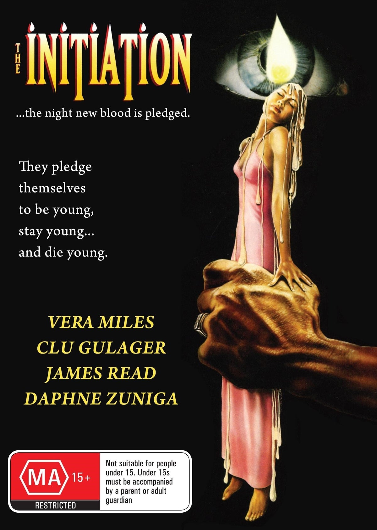 DVD cover of The Initiation horror movie featuring Vera Miles and Clu Gulager, from Rare and Collectible DVDs collection.
