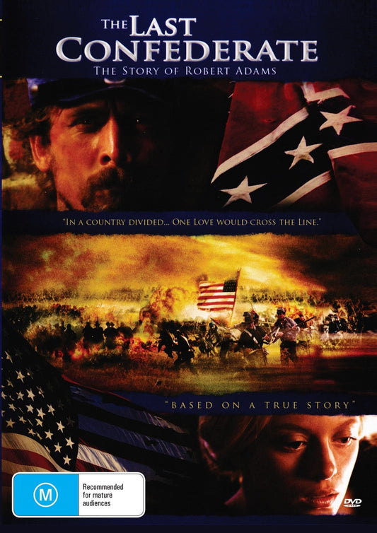 DVD cover for *The Last Confederate* starring Julian Adams and Gwendolyn Edwards, featuring action scenes from the historical drama.