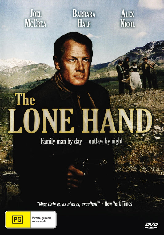 DVD cover of "The Lone Hand" Western film starring Joel McCrea and Barbara Hale, featuring classic Western imagery.